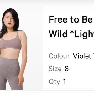 Lululemon Free to Be Wild Light Support Bra - Violet